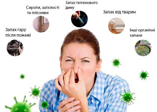 Усунення неприэмних запахыв озоном